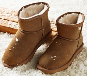 真皮保暖雪地靴短筒-棕色